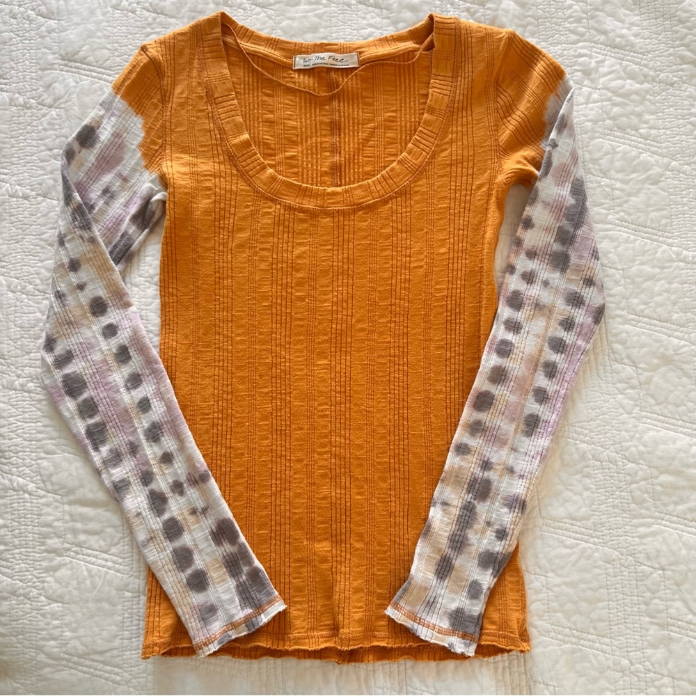 We The Free by Free People Long Sleeve Mixed Fabric Top – Size Small